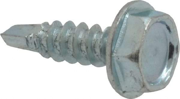 Value Collection - #6, Hex Washer Head, Hex Drive, 1/2" Length Under Head, #2 Point, Self Drilling Screw - Grade 1016-1024 Steel, Zinc-Plated Finish - Eagle Tool & Supply