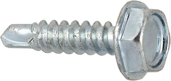 Value Collection - #6, Hex Washer Head, Hex Drive, 5/8" Length Under Head, #2 Point, Self Drilling Screw - Grade 1016-1024 Steel, Zinc-Plated Finish - Eagle Tool & Supply
