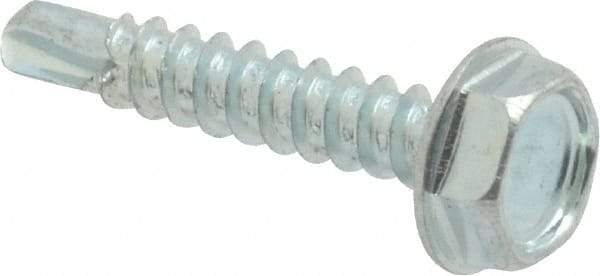Value Collection - #6, Hex Washer Head, Hex Drive, 3/4" Length Under Head, #2 Point, Self Drilling Screw - Grade 1016-1024 Steel, Zinc-Plated Finish - Eagle Tool & Supply