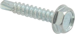Value Collection - #6, Hex Washer Head, Hex Drive, 3/4" Length Under Head, #2 Point, Self Drilling Screw - Grade 1016-1024 Steel, Zinc-Plated Finish - Eagle Tool & Supply