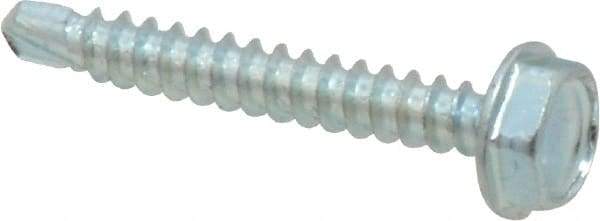 Value Collection - #6, Hex Washer Head, Hex Drive, 1" Length Under Head, #2 Point, Self Drilling Screw - Grade 1016-1024 Steel, Zinc-Plated Finish - Eagle Tool & Supply