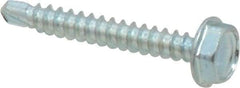 Value Collection - #6, Hex Washer Head, Hex Drive, 1" Length Under Head, #2 Point, Self Drilling Screw - Grade 1016-1024 Steel, Zinc-Plated Finish - Eagle Tool & Supply
