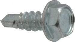 Value Collection - #8, Hex Washer Head, Hex Drive, 1/2" Length Under Head, #2 Point, Self Drilling Screw - Grade 1016-1024 Steel, Zinc-Plated Finish - Eagle Tool & Supply
