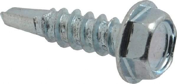 Value Collection - #8, Hex Washer Head, Hex Drive, 5/8" Length Under Head, #2 Point, Self Drilling Screw - Grade 1016-1024 Steel, Zinc-Plated Finish - Eagle Tool & Supply