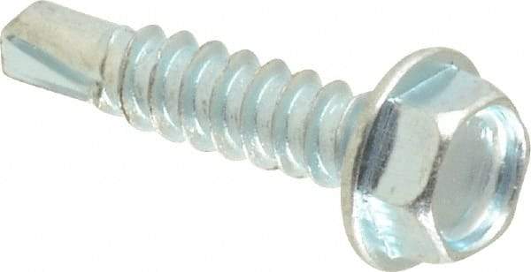Value Collection - #8, Hex Washer Head, Hex Drive, 3/4" Length Under Head, #2 Point, Self Drilling Screw - Grade 1016-1024 Steel, Zinc-Plated Finish - Eagle Tool & Supply