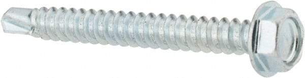 Value Collection - #8, Hex Washer Head, Hex Drive, 1-1/2" Length Under Head, #2 Point, Self Drilling Screw - Grade 1016-1024 Steel, Zinc-Plated Finish - Eagle Tool & Supply