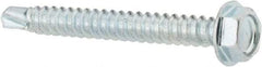 Value Collection - #8, Hex Washer Head, Hex Drive, 1-1/2" Length Under Head, #2 Point, Self Drilling Screw - Grade 1016-1024 Steel, Zinc-Plated Finish - Eagle Tool & Supply
