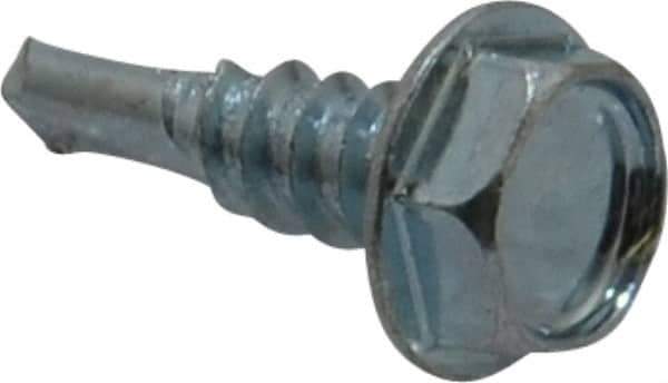 Value Collection - #10, Hex Washer Head, Hex Drive, 5/8" Length Under Head, #3 Point, Self Drilling Screw - Grade 1016-1024 Steel, Zinc-Plated Finish - Eagle Tool & Supply