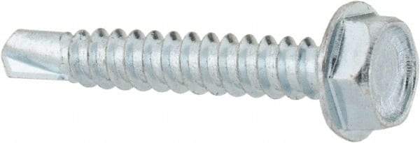 Value Collection - #10, Hex Washer Head, Hex Drive, 1-1/4" Length Under Head, #3 Point, Self Drilling Screw - Grade 1016-1024 Steel, Zinc-Plated Finish - Eagle Tool & Supply