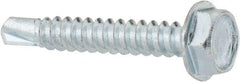 Value Collection - #10, Hex Washer Head, Hex Drive, 1-1/4" Length Under Head, #3 Point, Self Drilling Screw - Grade 1016-1024 Steel, Zinc-Plated Finish - Eagle Tool & Supply