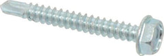 Value Collection - #10, Hex Washer Head, Hex Drive, 1-1/2" Length Under Head, #3 Point, Self Drilling Screw - Grade 1016-1024 Steel, Zinc-Plated Finish - Eagle Tool & Supply