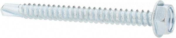 Value Collection - #10, Hex Washer Head, Hex Drive, 2" Length Under Head, #3 Point, Self Drilling Screw - Grade 1016-1024 Steel, Zinc-Plated Finish - Eagle Tool & Supply