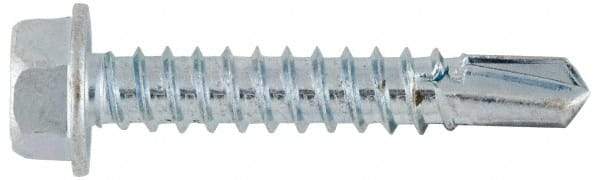 Value Collection - #10, Hex Washer Head, Hex Drive, 3" Length Under Head, #3 Point, Self Drilling Screw - Grade 1016-1024 Steel, Zinc-Plated Finish - Eagle Tool & Supply