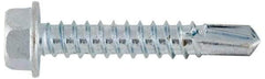 Value Collection - 1/4", Hex Washer Head, Hex Drive, 5" Length Under Head, #4 Point, Self Drilling Screw - Grade 1016-1024 Steel, Zinc-Plated Finish - Eagle Tool & Supply