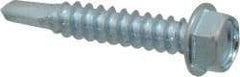 Value Collection - #12, Hex Washer Head, Hex Drive, 1-1/4" Length Under Head, #3 Point, Self Drilling Screw - Grade 1016-1024 Steel, Zinc-Plated Finish - Eagle Tool & Supply
