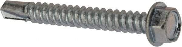 Value Collection - #12, Hex Washer Head, Hex Drive, 1-3/4" Length Under Head, #3 Point, Self Drilling Screw - Grade 1016-1024 Steel, Zinc-Plated Finish - Eagle Tool & Supply