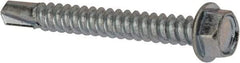 Value Collection - #12, Hex Washer Head, Hex Drive, 1-3/4" Length Under Head, #3 Point, Self Drilling Screw - Grade 1016-1024 Steel, Zinc-Plated Finish - Eagle Tool & Supply