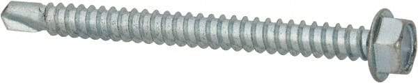 Value Collection - #12, Hex Washer Head, Hex Drive, 2-1/2" Length Under Head, #3 Point, Self Drilling Screw - Grade 1016-1024 Steel, Zinc-Plated Finish - Eagle Tool & Supply