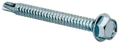 Value Collection - 1/4", Hex Washer Head, Hex Drive, 2-1/2" Length Under Head, #3 Point, Self Drilling Screw - Grade 1016-1024 Steel, Zinc-Plated Finish - Eagle Tool & Supply