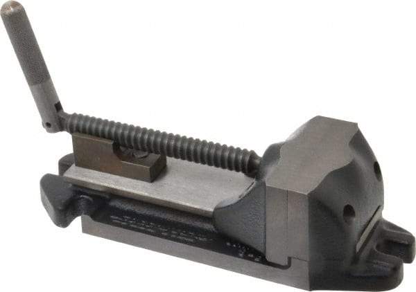 Cardinal Tool - 3" Jaw Opening Capacity x 1-1/2" Throat Depth, Horizontal Drill Press Vise - 3" Wide Jaw, Stationary Base, Rapid Action, 9" OAL x 2-9/16" Overall Height, Steel - Eagle Tool & Supply