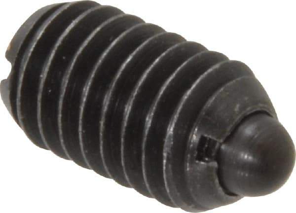 Gibraltar - 3/8-16, 5/8" Thread Length, 0.11" Plunger Projection, Steel Threaded Spring Plunger - 0.186" Max Plunger Diam, 0.625" Plunger Length, 1.5 Lb Init End Force, 5 Lb Final End Force - Eagle Tool & Supply