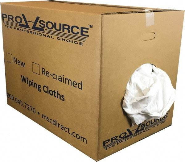 PRO-SOURCE - Wide Virgin Cotton Rags - White, Fleece and Sweatshirt, Low Lint, 50 Lbs. at 3 to 4 per Pound, Box - Eagle Tool & Supply