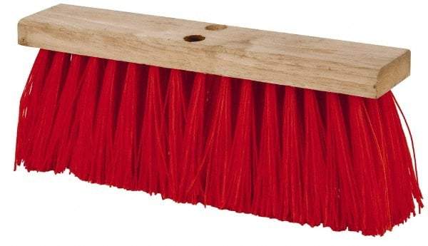 PRO-SOURCE - 16" Rough Surface Synthetic Push Broom - 3-1/4" Bristle Length, Wood Block, Tapered Handle Connection, Handle Sold Separately - Eagle Tool & Supply