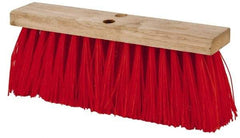 PRO-SOURCE - 16" Rough Surface Synthetic Push Broom - 3-1/4" Bristle Length, Wood Block, Tapered Handle Connection, Handle Sold Separately - Eagle Tool & Supply