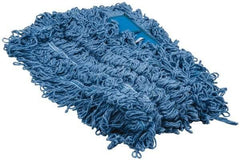 PRO-SOURCE - 48" Long x 5" Wide Yarn Blend Dust Mop Head - Snap-On, Blue, Looped Head - Eagle Tool & Supply