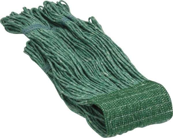 PRO-SOURCE - 5" Green Head Band, Medium Blended Fiber Loop End Mop Head - 4 Ply, Clamp Jaw Connection, Use for General Purpose - Eagle Tool & Supply