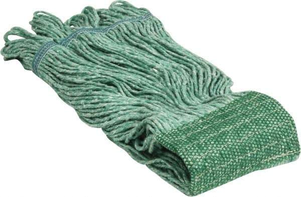PRO-SOURCE - 5" Green Head Band, Large Blended Fiber Loop End Mop Head - 4 Ply, Side Loading Connection, Use for General Purpose - Eagle Tool & Supply