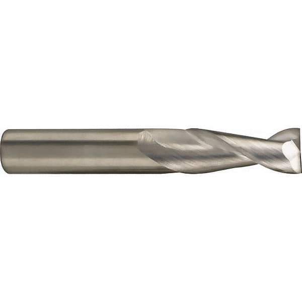 SGS - 14mm, 26mm LOC, 14mm Shank Diam, 83mm OAL, 2 Flute, Solid Carbide Square End Mill - Single End, Uncoated, Spiral Flute, 35° Helix, Centercutting, Right Hand Cut, Right Hand Flute, Series 47M - Eagle Tool & Supply