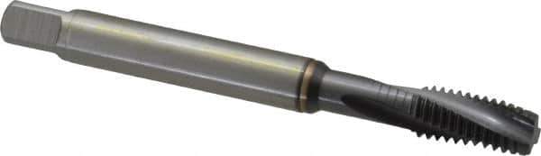 Guhring - 3/8-16 UNC 4 Flute 2BX Modified Bottoming Spiral Flute Tap - Powdered Metal, TiCN Finish, 100mm OAL, Right Hand Flute, Right Hand Thread, Series 2912 - Eagle Tool & Supply