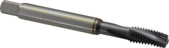 Guhring - 3/8-16 UNC 4 Flute 2BX Modified Bottoming Spiral Flute Tap - Powdered Metal, TiCN Finish, 100mm OAL, Right Hand Flute, Right Hand Thread, Series 2912 - Eagle Tool & Supply