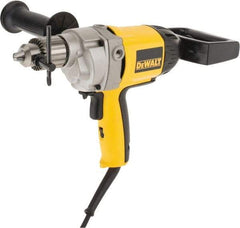 DeWALT - 1/2" Keyed Chuck, 550 RPM, Spade Handle Electric Drill - 9 Amps, 120 Volts, Reversible, Includes 2-Position Rear Spade Handle, 3-Position Side Handle, Chuck Key with Holder - Eagle Tool & Supply