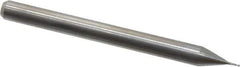 Kyocera - 1/64", 3/64" LOC, 1/8" Shank Diam, 1-1/2" OAL, 2 Flute, Solid Carbide Square End Mill - Single End, Uncoated, Spiral Flute, 30° Helix, Centercutting, Right Hand Cut, Right Hand Flute, Series 1610 - Eagle Tool & Supply