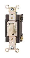 Cooper Wiring Devices - 3 Pole, 120 to 277 VAC, 20 Amp, Commercial Grade, Toggle, Wall and Dimmer Light Switch - 1.3 Inch Wide x 4.2 Inch High, Fluorescent - Eagle Tool & Supply