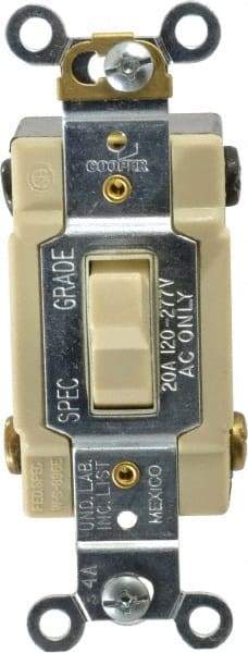 Cooper Wiring Devices - 4 Pole, 120 to 277 VAC, 20 Amp, Commercial Grade, Toggle, Wall and Dimmer Light Switch - 1.3 Inch Wide x 4.19 Inch High, Fluorescent - Eagle Tool & Supply