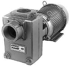 American Machine & Tool - 230/460 Volt, 3 Phase, 3 HP, Self Priming Centrifugal Pump - 3 Inch Inlet, 65 Head Pressure, Cast Iron Housing, Bronze Impeller - Eagle Tool & Supply