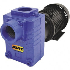 American Machine & Tool - 230/460 Volt, 3 Phase, 7-1/2 HP, Self Priming Centrifugal Pump - 3 Inch Inlet, 110 Head Pressure, Cast Iron Housing, Bronze Impeller - Eagle Tool & Supply
