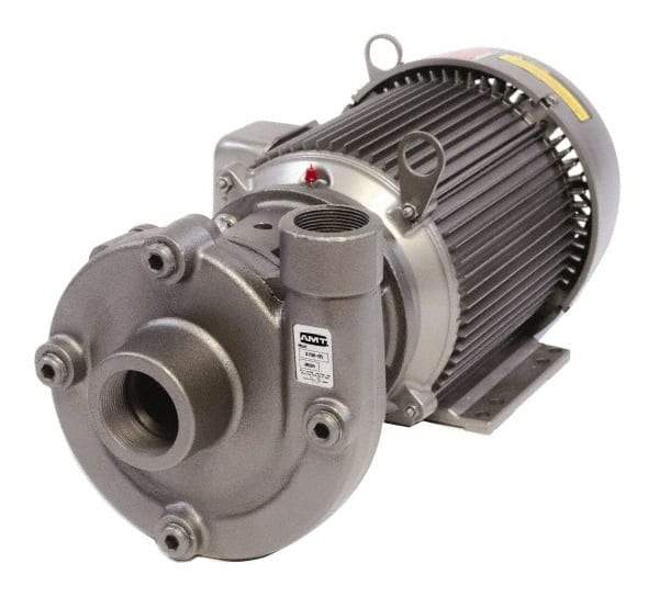 American Machine & Tool - 230/460V Volt, 3 Phase, 3 HP, Cast Iron Straight Pump - 2 Inch Inlet, 1-1/2 Inch Outlet, 82 Max Head psi, Stainless Steel Impeller, Buna-N Seal - Eagle Tool & Supply
