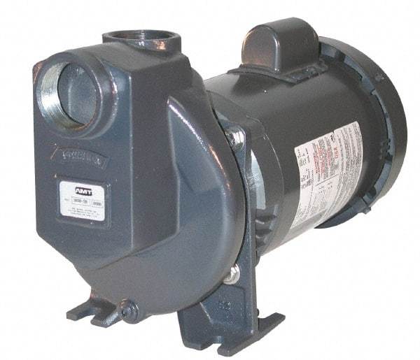 American Machine & Tool - 208-220/440 Volt, 3 Phase, 3/4 HP, Self Priming Pump - 1-1/2 Inch Inlet, 52 Head Pressure, Stainless Steel and Cast Iron Housing, Stainless Steel Impeller, PTFE Seal - Eagle Tool & Supply