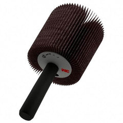 3M - 1" Diam x 1" Face Width, Medium Aluminum Oxide Coated Mounted Flap Wheel - 1/4" Shank Mount, 60 Grit, XE Weighted Cloth Backing, 30,000 Max RPM - Eagle Tool & Supply