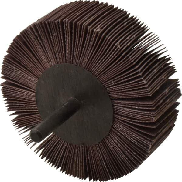 3M - 3" Diam x 1" Face Width, Extra Fine Aluminum Oxide Coated Mounted Flap Wheel - 1/4" Shank Mount, 320 Grit, XE Weighted Cloth Backing, 18,000 Max RPM - Eagle Tool & Supply