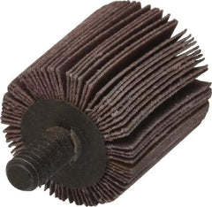 3M - 1" Diam x 1" Face Width, Extra Fine Aluminum Oxide Coated Mounted Flap Wheel - 1/4-20 Threaded Mount, 320 Grit, XE Weighted Cloth Backing, 25,000 Max RPM - Eagle Tool & Supply