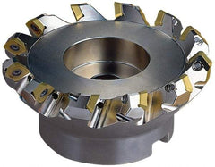 Seco - 5.47" Cut Diam, 1-1/2" Arbor Hole, 0.236" Max Depth of Cut, 45° Indexable Chamfer & Angle Face Mill - 8 Inserts, SE.X 43 Insert, Right Hand Cut, 8 Flutes, Through Coolant, Series R220.53 - Eagle Tool & Supply