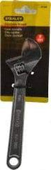 Stanley - 1" Jaw Capacity, 8" Standard Adjustable Wrench - Chrome Vanadium Steel, Chrome Finish, 8-1/8" OAL - Eagle Tool & Supply