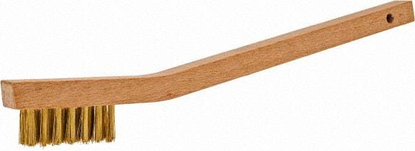 PRO-SOURCE - 3 Rows x 7 Columns Brass Welder Brush - 1-1/2" Brush Length, 7-3/4" OAL, 1/2" Trim Length, Wood Toothbrush Handle - Eagle Tool & Supply