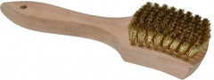 PRO-SOURCE - 5/8" Bristle Length, Brass Scouring Brush - 3" Long x 2-5/8" Wide Head, 8-7/8" OAL, White, Wood Block - Eagle Tool & Supply