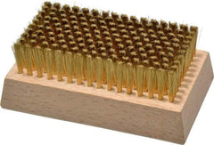 Made in USA - 3/4" Bristle Length, Brass Cleaning & Finishing Brush - 4-1/4" Long x 2-1/2" Wide Head, 4-1/4" OAL, Hardwood Block - Eagle Tool & Supply